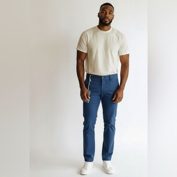 Daniele Alessandrini Other - NEW Daniele Alessandrini Men’s Blue Texture High Rise Chinos Pants Size 36